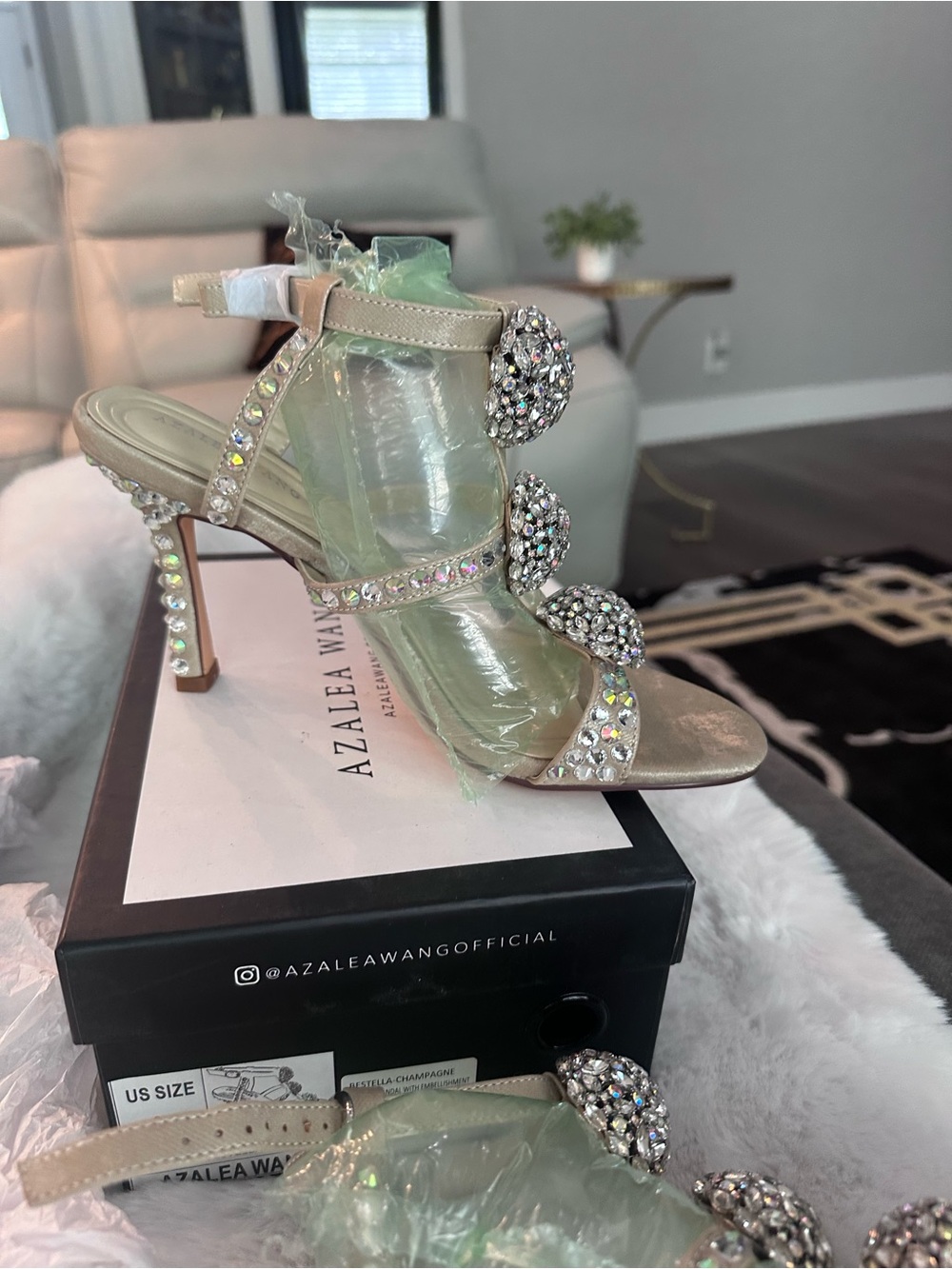 Gorgeous Azalea Wang crystal embellished Heels size 8 new run small